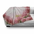 thumbnail image 3 of Valentine Soft Flannel Fleece Blanket, Framework with Romantic Roses with Leaves Bridal Wedding Marriage Corsage, Cozy Plush for Indoor and Outdoor Use, 60" x 80", Pink Coral Green, by Ambesonne, 3 of 6