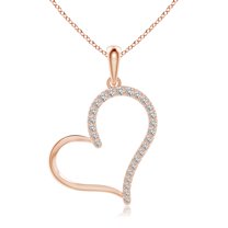 ANGARA Natural Diamond Tilted Heart Dangle Pendant in 14K Rose Gold for Women (Size-1.35mm| Color-I-J| Clarity-I1-I2) | April Birthstone, Anniversary Jewelry Gift for Women | Natural Diamond Necklace