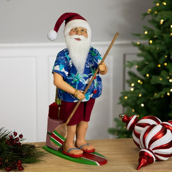 Northlight Santa on a Paddle Board Christmas Figure - 18"