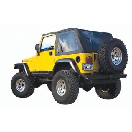 Rampage by RealTruck Frameless Trail Top | Vinyl, Black Diamond Color with Tinted Windows | 109535 | Compatible with 1997 - 2006 Jeep Wrangler TJ