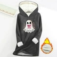 thumbnail image 2 of Feancey Womens Halloween Hoodies Funny Cute Ghost Print Loungewear Pajamas Winter Fleece Lined Thermal Tops Holiday Casual Pullover Sweatshirt Dark Gray 3XL, 2 of 4