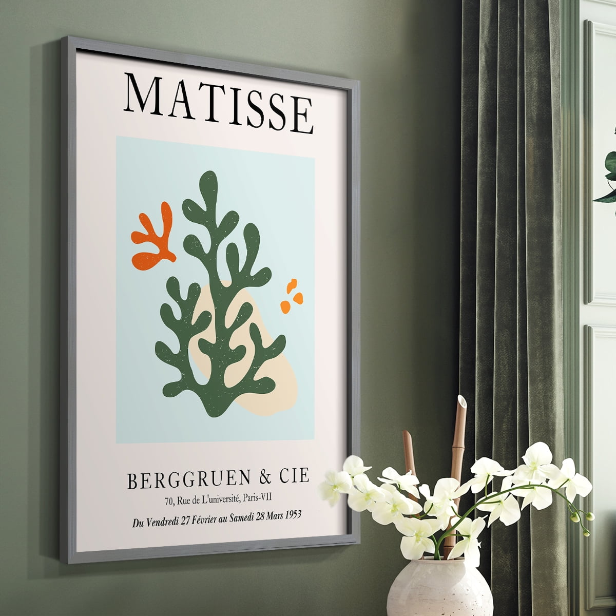 Matisse CDXCVII in Gray Solid Wood Framed Print No Nail Hanging