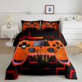 thumbnail image 3 of Feelyou Orange Game Controller Bedding Comforter Set for Kids, Futuristic Honeycomb Twin Comforter Sets, Gaming Gamer Gamepad Reversible Bedding Set, Lightweight Room Decor, 2pcs, 3 of 9