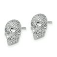thumbnail image 2 of Sterling Silver & Cubic Zirconia Brilliant Embers Polished Skull Post Earrings, 2 of 3