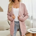 thumbnail image 6 of IROINNID Women's Mid-Long Cardigan Coat Solid Color Long Sleeve Knit Cardigans Loose Slouchy Wrap Chunky Sweaters Coat Winter Jacket, Pink, 6 of 8