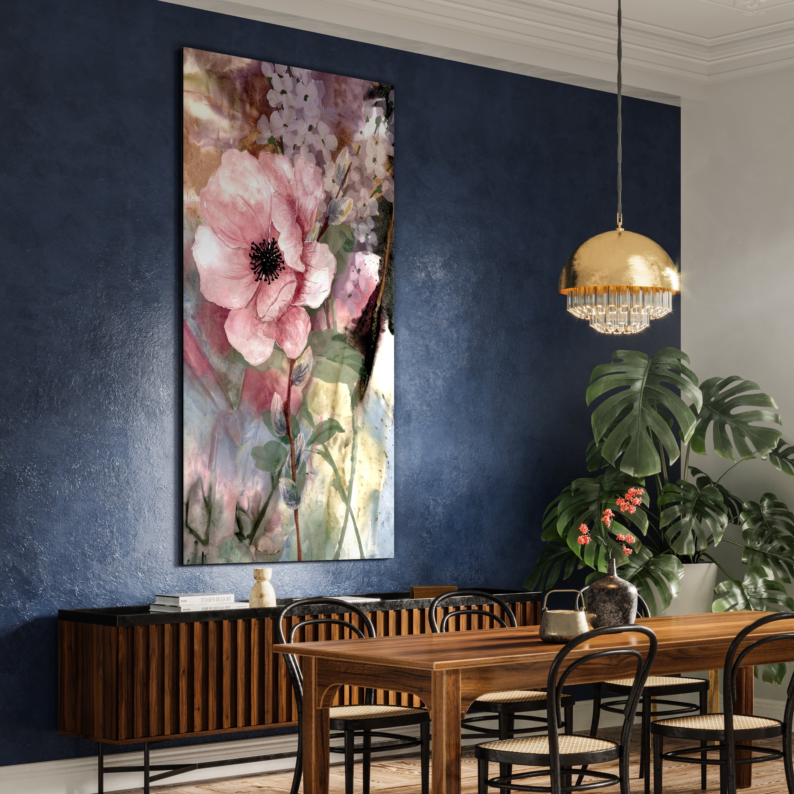 "Pastel Fleur II" Frameless Free Floating Reverse Printed Tempered Glass Wall Art