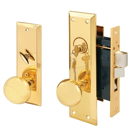 2-1/2 in. Backset  Entrance Mortise Lockset  Wrought Solid Brass  Polished Finish  Left Hand  Single Cylinder