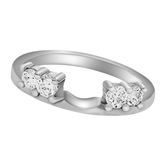 White Natural Diamond Solitaire Enhancer Guard Wrap Wedding Ring in 14k White Gold (1 Cttw)