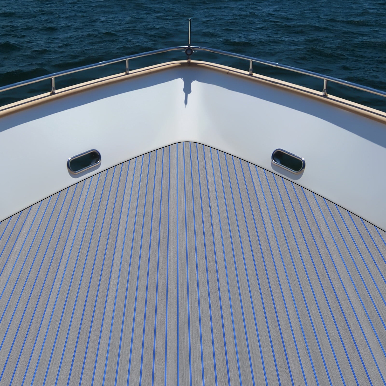 Boat Flooring EVA Foam Decking Sheet Faux Teak Marine Mat Marine Carpet Cooler Tops Seating Non-Slip Self-Adhesive Flooring Material for Motorboat RV Yacht Kayak Swimming Pool 95" x 24"