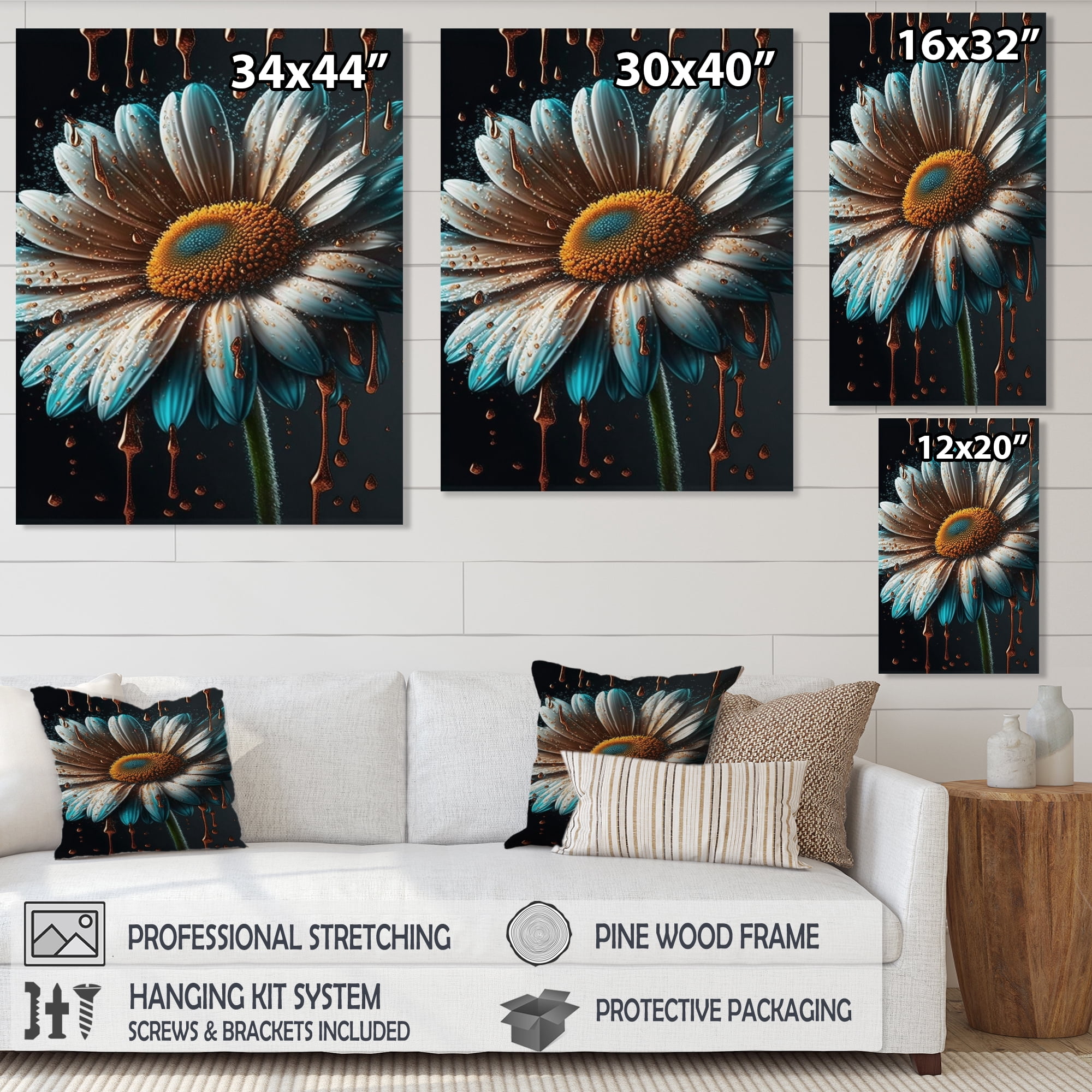 Designart Modern Blooming Daisy III Canvas Wall Art