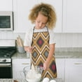 thumbnail image 4 of Brown Geometric Triangle Diamond Pattern Kids Aprons for Girls and Boys,Adjustable Neck Strap Toddler Aprons for Kids Cooking Baking, 4 of 6