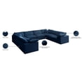 thumbnail image 4 of Meridian Furniture Plush Velvet Sectional Sofa with Overstuffed Down Feather Cushions, Navy Velvet, 4 of 5