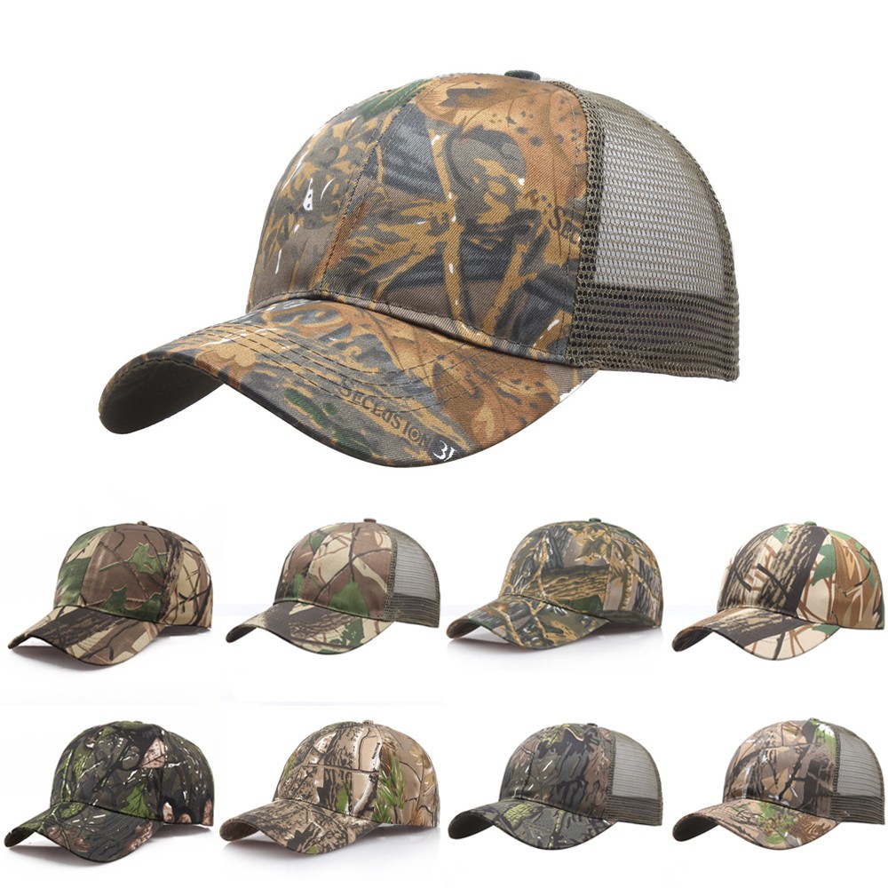 Mens Camouflage Military Adjustable Hat Camo Hunting Fishing Army ...