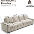 thumbnail image 3 of Mooncast 128" Sofa Couch for Living Room,25" Extra Deep Seat Modular Sofa,Comfy Upholstered Oversized Modern Sofa with Usb Ports, Beige, 3 of 5