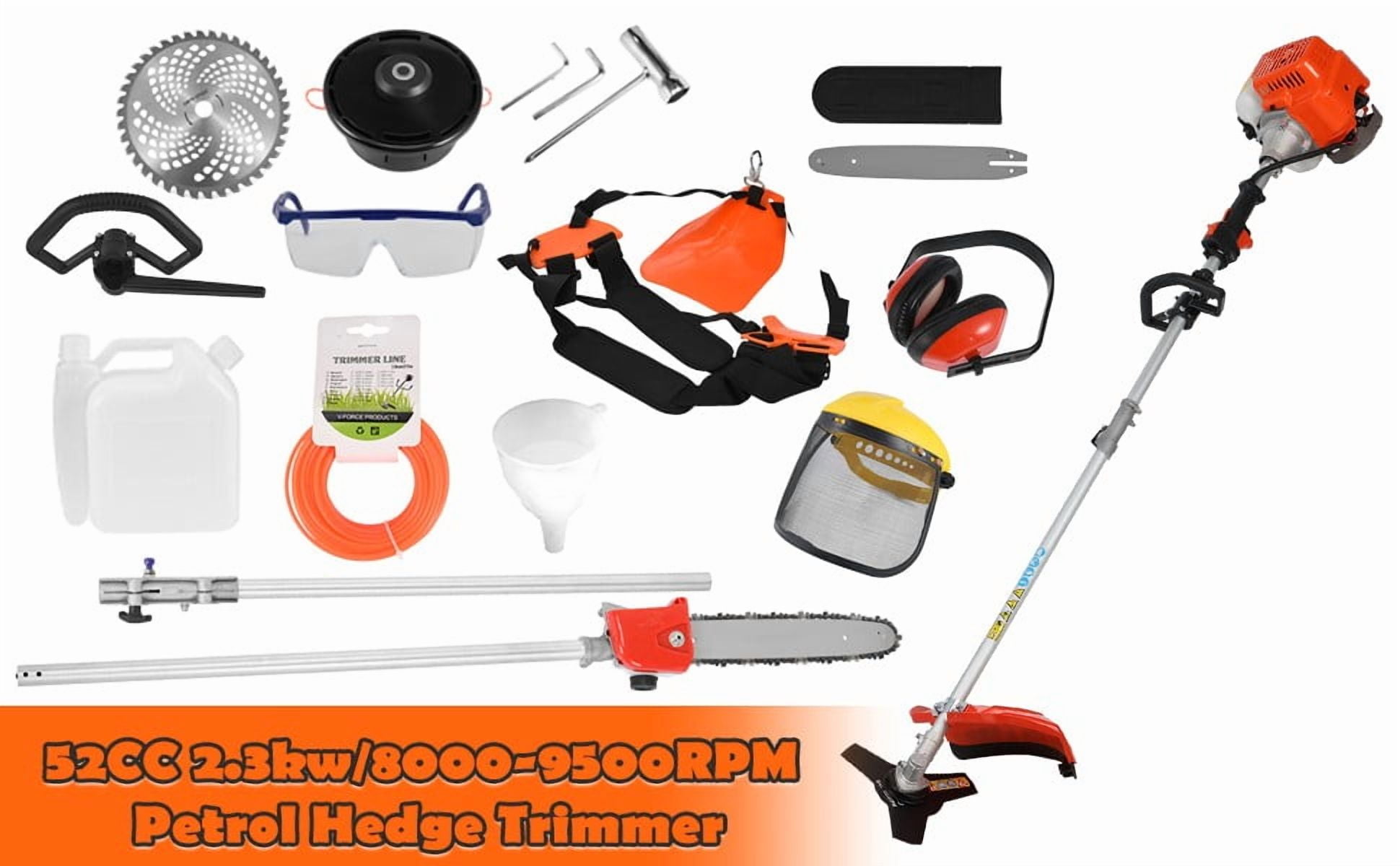 Seipouy Gas Weed Eater, 52cc 2-Stroke 5 in 1 Multi-Functional Petrol Hedge Trimmer Chainsaw Brush Cutter Weed Wacker Weed Eater Gas Powered String Trimmer