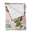 thumbnail image 2 of Christmas Soft Flannel Fleece Throw Blanket, Colorful Botanical Frame Form Blossoms Herbs Holly Design, Cozy Plush for Indoor and Outdoor Use, 70" x 90", Multicolor, by Ambesonne, 2 of 5