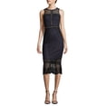 thumbnail image 3 of Romeo and Juliet Couture BLACK Embroidered Lace Small Sheath Dress, US Small, 3 of 4
