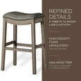 thumbnail image 3 of Maven Lane Adrien Saddle Barstool in Reclaimed Oak Finish w/ Ronan Stone Vegan Leather, 3 of 6