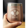 thumbnail image 3 of Designated Dinker - Insulated Wine Tumbler with Sliding Lid - Funny Pickleball Gifts - Rose Gold 12oz, 3 of 3