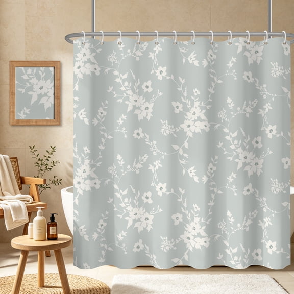 Tchckioa Botanical Print Shower Curtain,72x72 Inch Waterproof Hooks Bath Curtain Decor for Bathroom