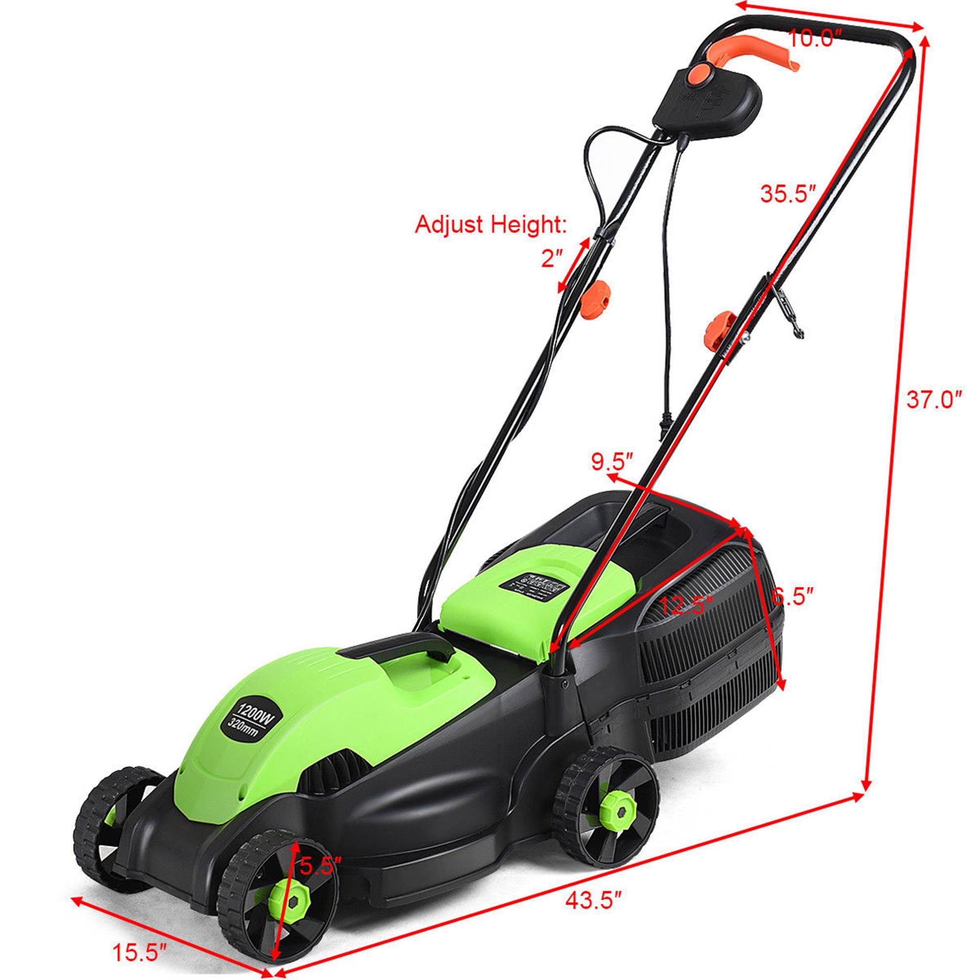 Costway 12 Amp 14 Inch Electric Push Lawn Corded Mower With Grass Bag Green Green