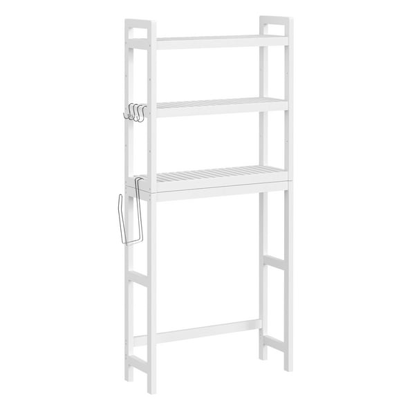 SONGMICS Mueble para Inodoro, Estante sobre Inodoro, Estantería de 3 Niveles, Estante Ajustable, Blanco Nube