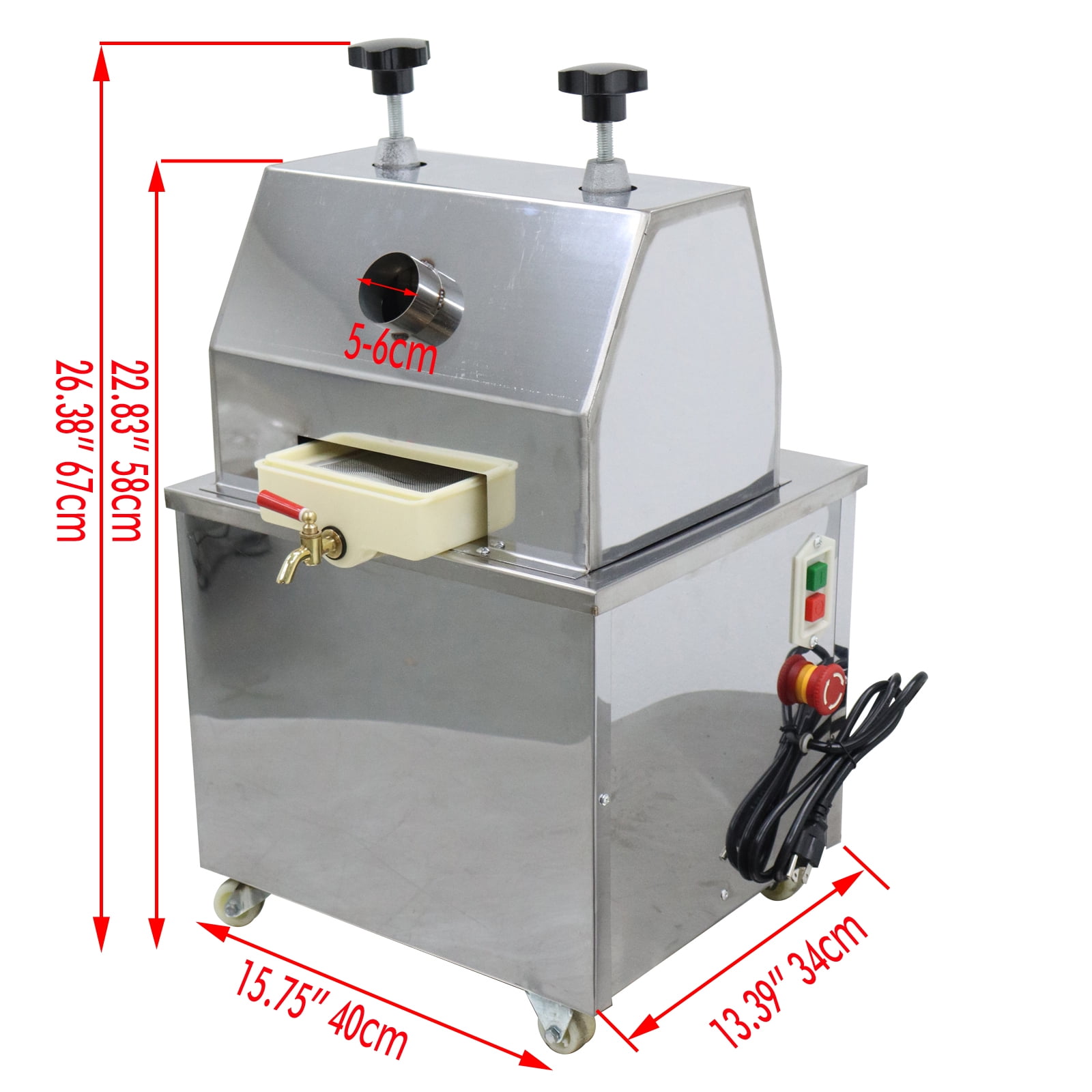3 Rollers Electric Sugarcane Press Juicer Machine Desktop Stainless Steel Commercial 110V 1100W