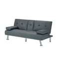 thumbnail image 5 of CHEERFUN 66.1" Futon Sleeper Sofa Bed for Living Room, PU Leather Adjustable Backrest Convertible Sofa, Dark Gray, 5 of 6