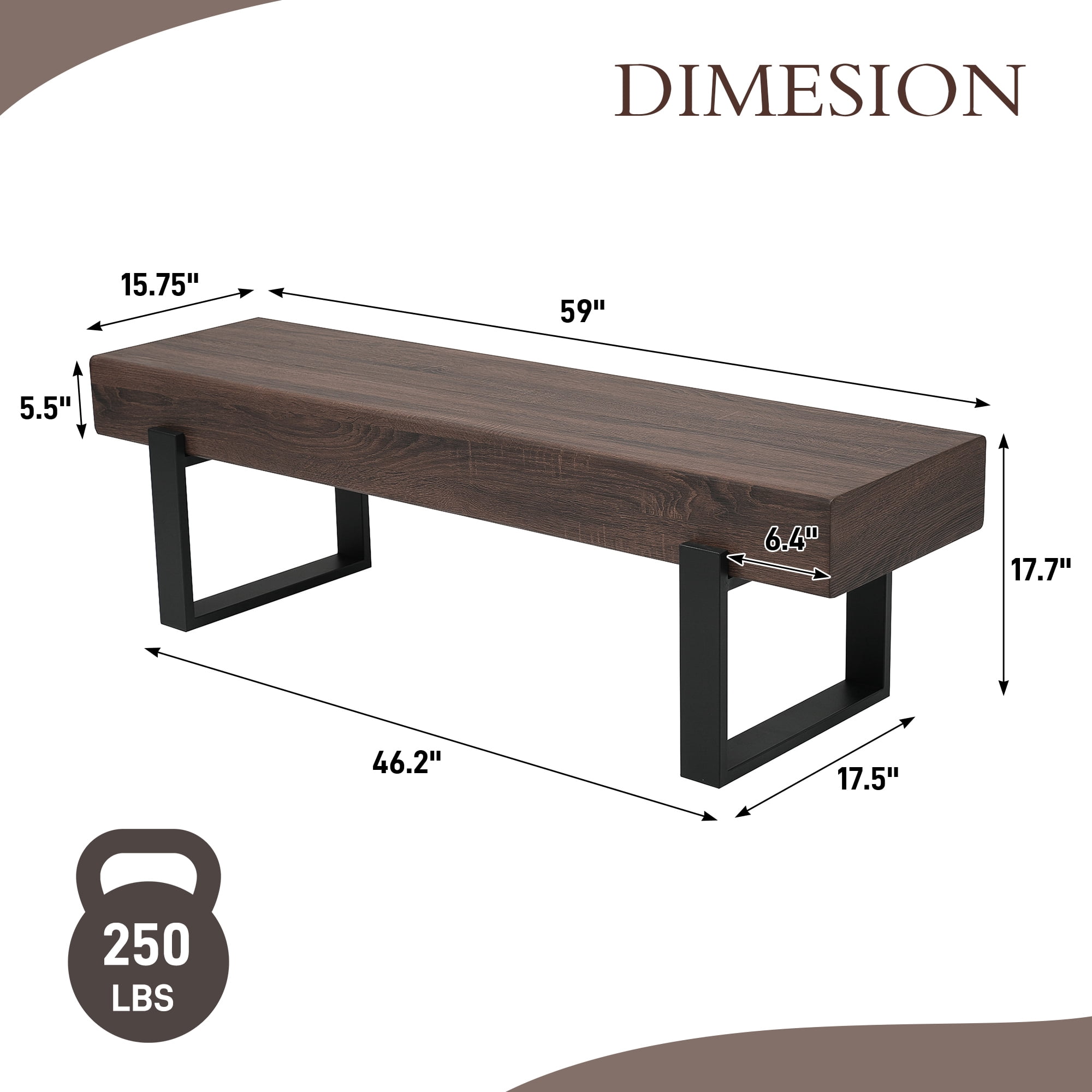 Euroco 59" Solid Wood Entryway Bench with Shoe Storage, Mid-Century Modern Shoe Bench,Hallway Foyer Seating Bench for Bedroom Living Room,Dark Walnut