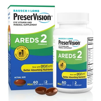 PreserVision AREDS 2 Formula + Multi, Eye  and Mineral Supplement with Lutein & ZeaxanthinFrom Bausch + Lomb, 60 Soft Gels (MiniGels)