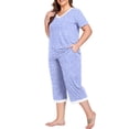thumbnail image 5 of Cueply Women Plus Size Pajamas Set Short Sleeve Pjs Sleepwear Loungewear Nightwear with Pockets, 5 of 8