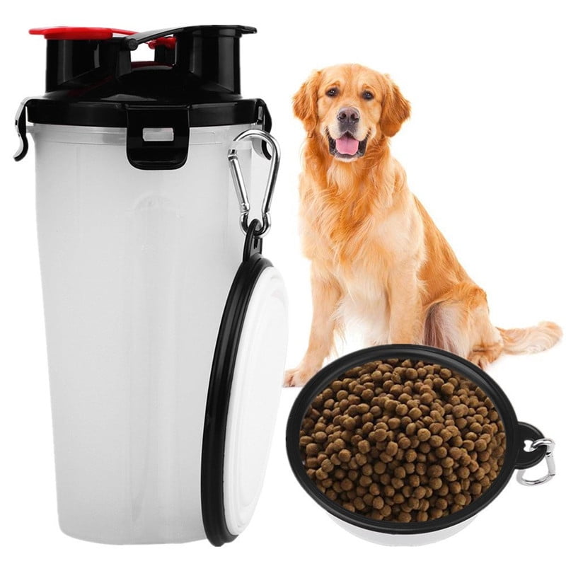 2 in 1 Dog Drinking Water Bottle with Bowl, Portable Pet Outdoor