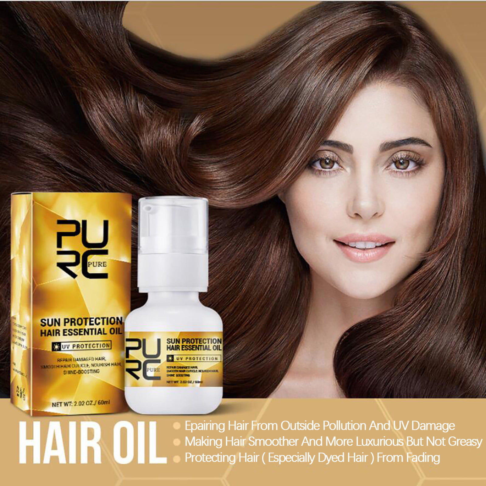 Buy PURC Sun Protection Hair Treatment Oil Repair UV Damage Hair Anti Frizz  Smoothing Moisturizing Nourishing