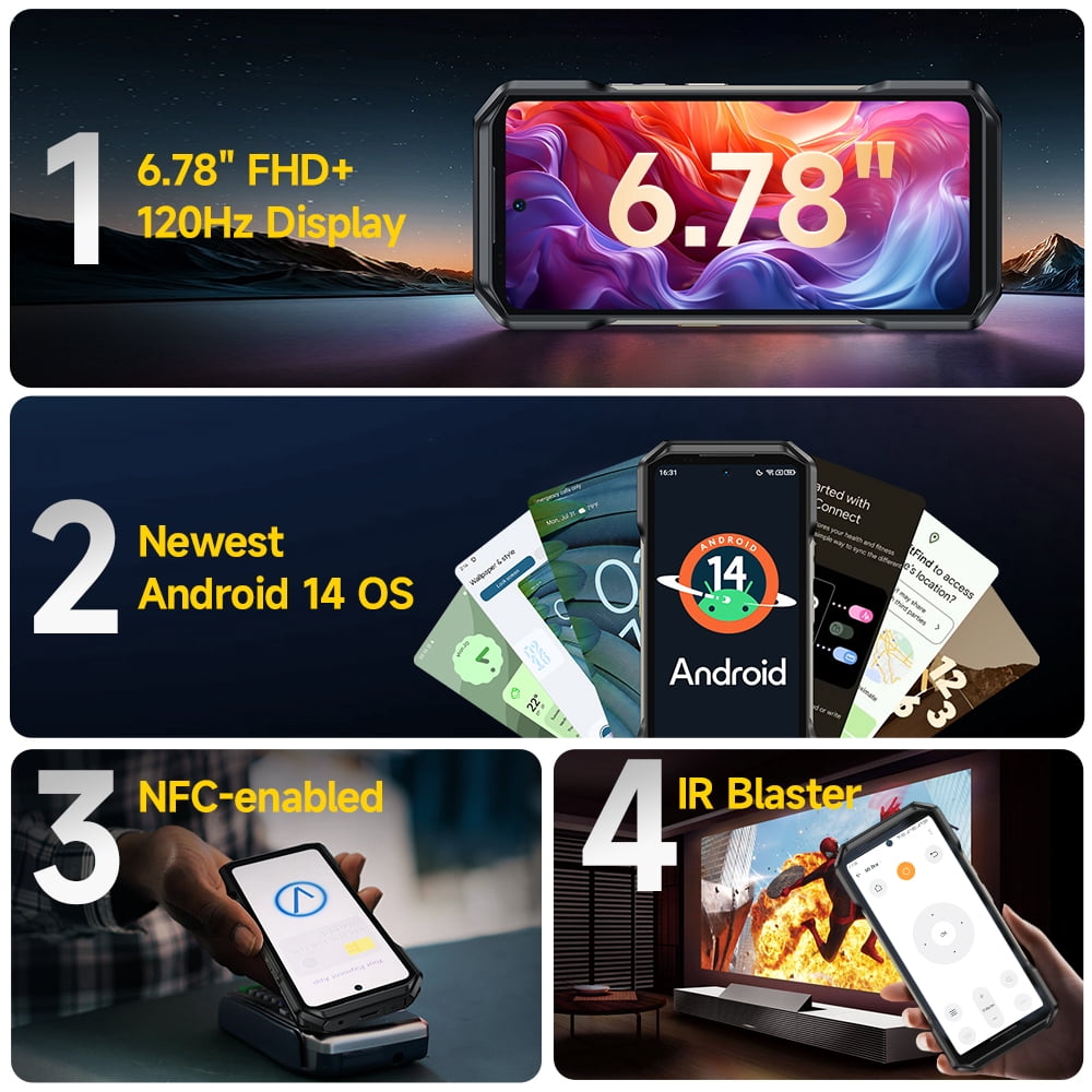 Ulefone Armor 27 4G 10600mAh Rugged Phone 24GB 256GB Android 14 Smartphone,Armor 27 4G
