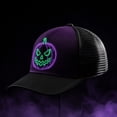 thumbnail image 3 of Hotyverty Clearance Purple Black Neon Pumpkin Snapback Cap, Spooky Halloween Themed Breathable Mesh Comfort Adjustable Strap, Unique Halloween Gifts For Men Women Halloween Party Cosplay Accessory, 3 of 6