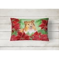 thumbnail image 2 of Carolines Treasures CK1367PW1216 Sheltie Poinsettas Canvas Fabric Decorative Pillow  12H x16W multicolor, 2 of 3