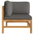 thumbnail image 3 of vidaXL Corner Sofas 2 pcs with Dark Gray Cushions Solid Teak Wood, 3 of 5