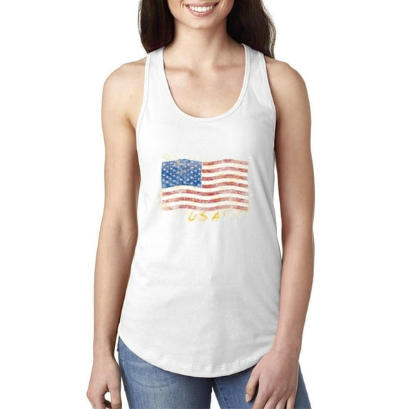 IWPF - Women's Racerback Tank Top, up to Women Size 2XL - American Flag USA in Gold