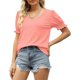 thumbnail image 3 of Camisa de verano informal holgada con cuello en V y manga abombada fruncida para mujer, 3 of 6