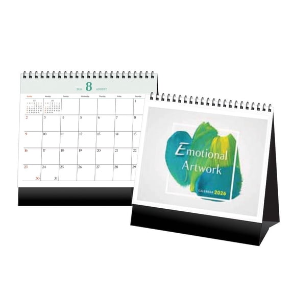 2026 Desk Calendar, Emotional Artwork, Standing Flip Desk Calendar, Wire-O Bound, Thick Paper, 14 Sheets, 8"x7.9"