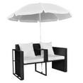 thumbnail image 3 of vidaXL Garden Bed with Parasol Black Poly Rattan, 3 of 5