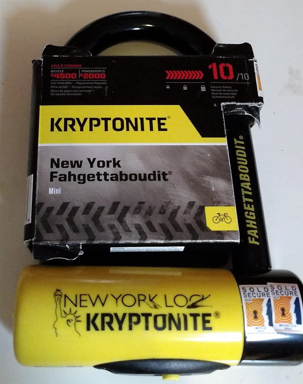 Kryptonite New-U New York Fahgettaboudit Mini Heavy Duty Bicycle U Lock Bike Lock 