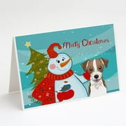 Caroline's Treasures Snowman with Jack Russell Terrier Christmas Greeting Cards with Envelopes, 5" x 7" (8 Count)