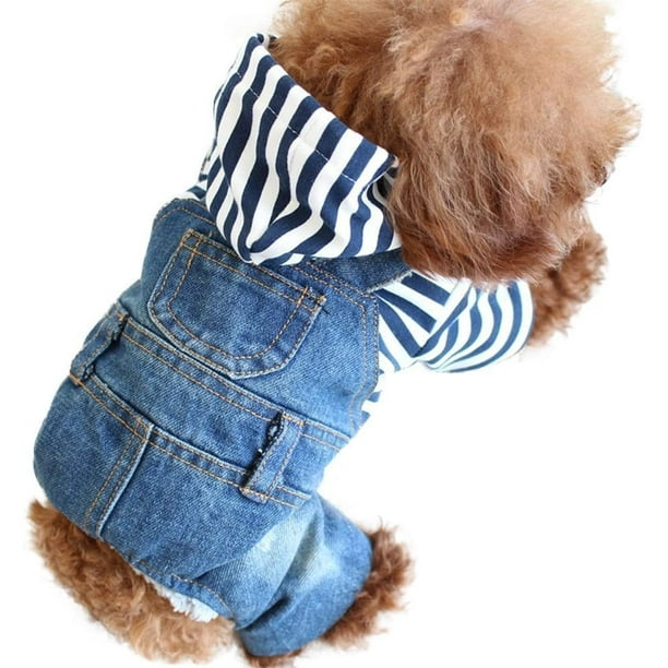 Chaqueta vaquera vintage moderna, mono de mezclilla azul para perro pequeño (L)