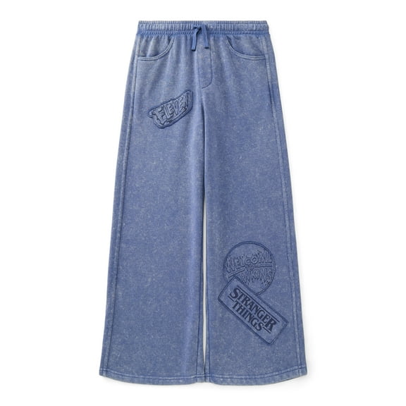 Netflix Stranger Things Girls Graphic French Terry Pants with Denim Wash, Sizes 4-16