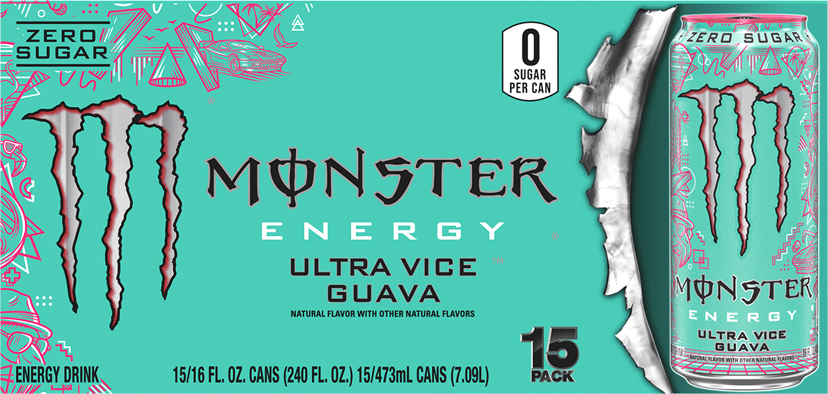 Monster Energy Ultra Vice Guava 15 Pack - 16 Fl Oz