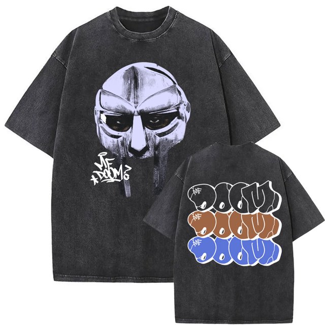 Camiseta con estampado gráfico de comida para hombres y mujeres, ropa de calle informal de gran tamaño, lavada, Vintage, rapero Mf Doom MM, Hip Hop, moda
