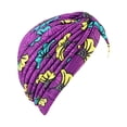 thumbnail image 4 of Turban pour Dames Polyester Réutilisable Lavable Pliable Turban pour Femme Conçu Capuchon Décoratif Intérieur Extérieur Marche Travail Bonnet Bonnet Floral Violet, 4 of 7