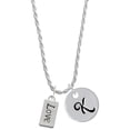 thumbnail image 1 of Delight Jewelry Silvertone Love Silvertone Script Initial Disc - K - Charm Necklace, 20"+3", 1 of 4