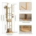 thumbnail image 6 of KASLANDI Solid Wood Rotary Coat Rack Stand, Freestanding with 3 Shelves & 9 Hooks, Sturdy Coat Tree for Entryway & Bedroom, Natural, 6 of 8